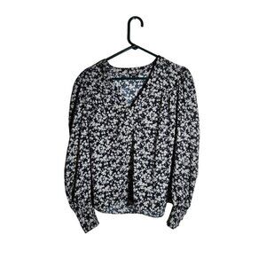Express Long Sleeve Floral Top Black Small